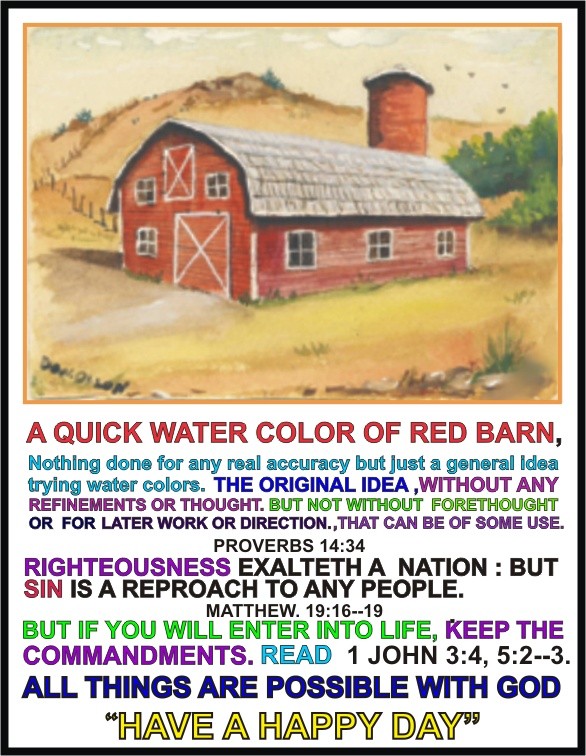 WATER COLOR, RED BARN
